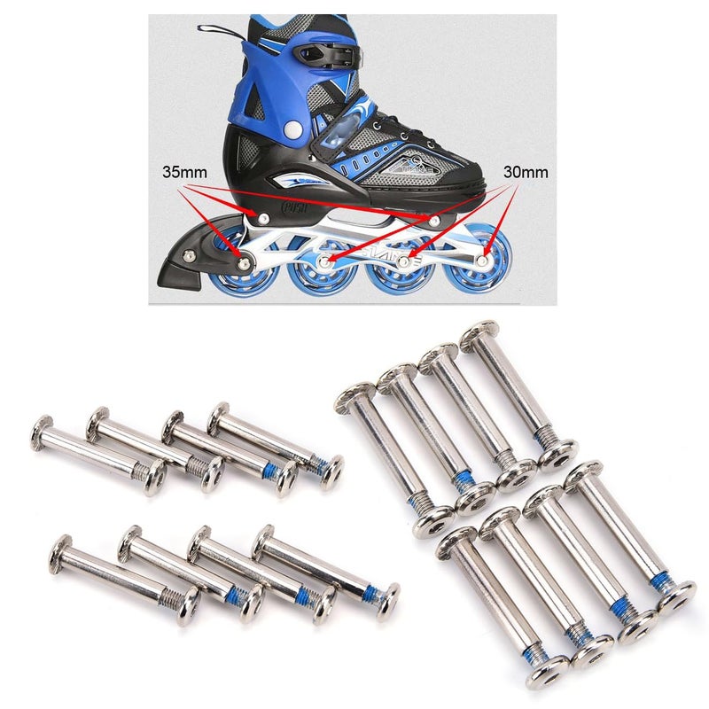 SquEqu 10 Pack Inline Skates Wheel Mounting Screws and Bolts Set Roller Skating Brake Mount Screw Bolt Kit for Roller Blade Wheels Replacement Adjustable Inline Skate Roller Hockey Wheels Repair - Image 3